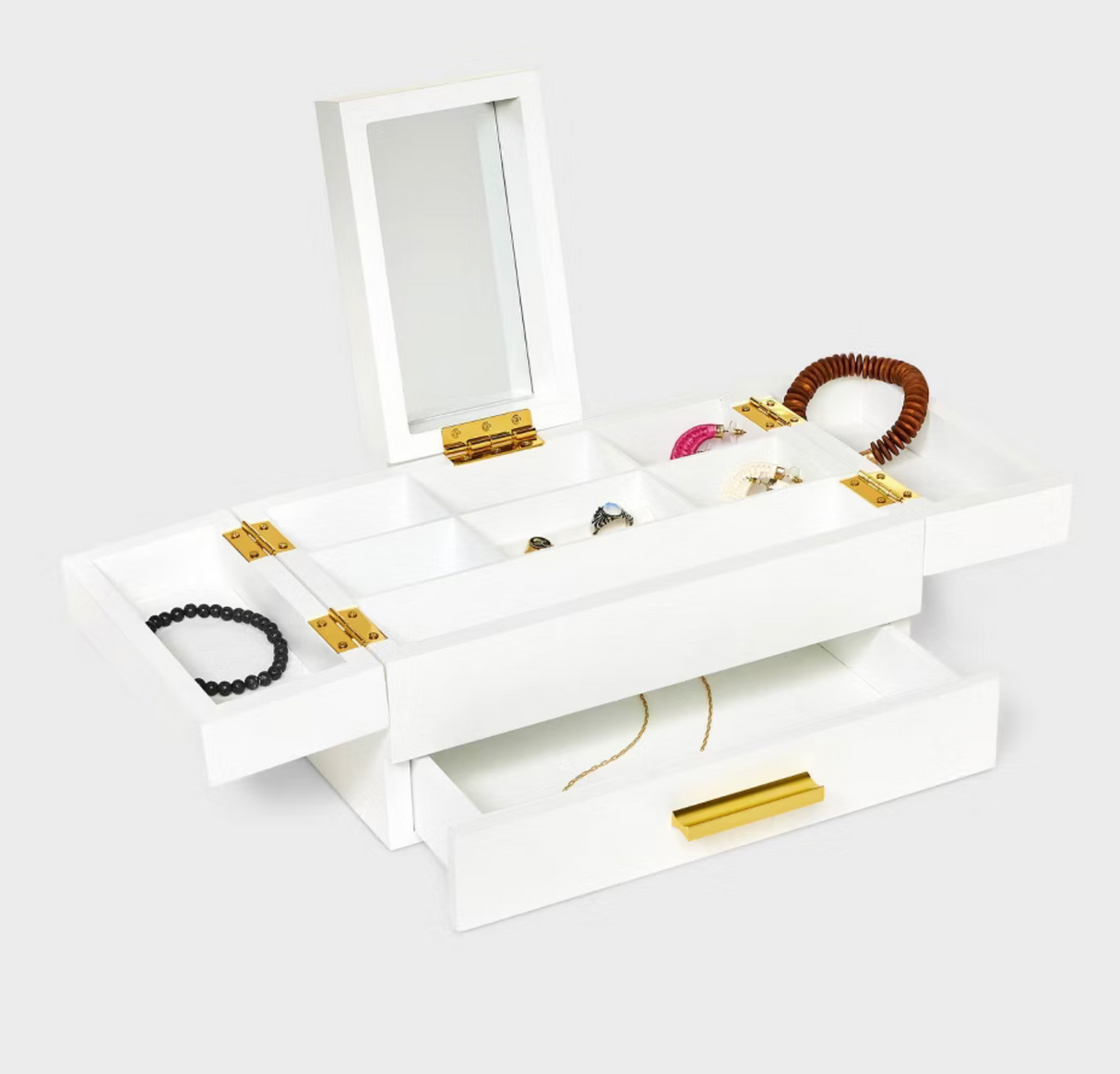 A New Day Flip Top with Drawer Jewelry Organizer - White