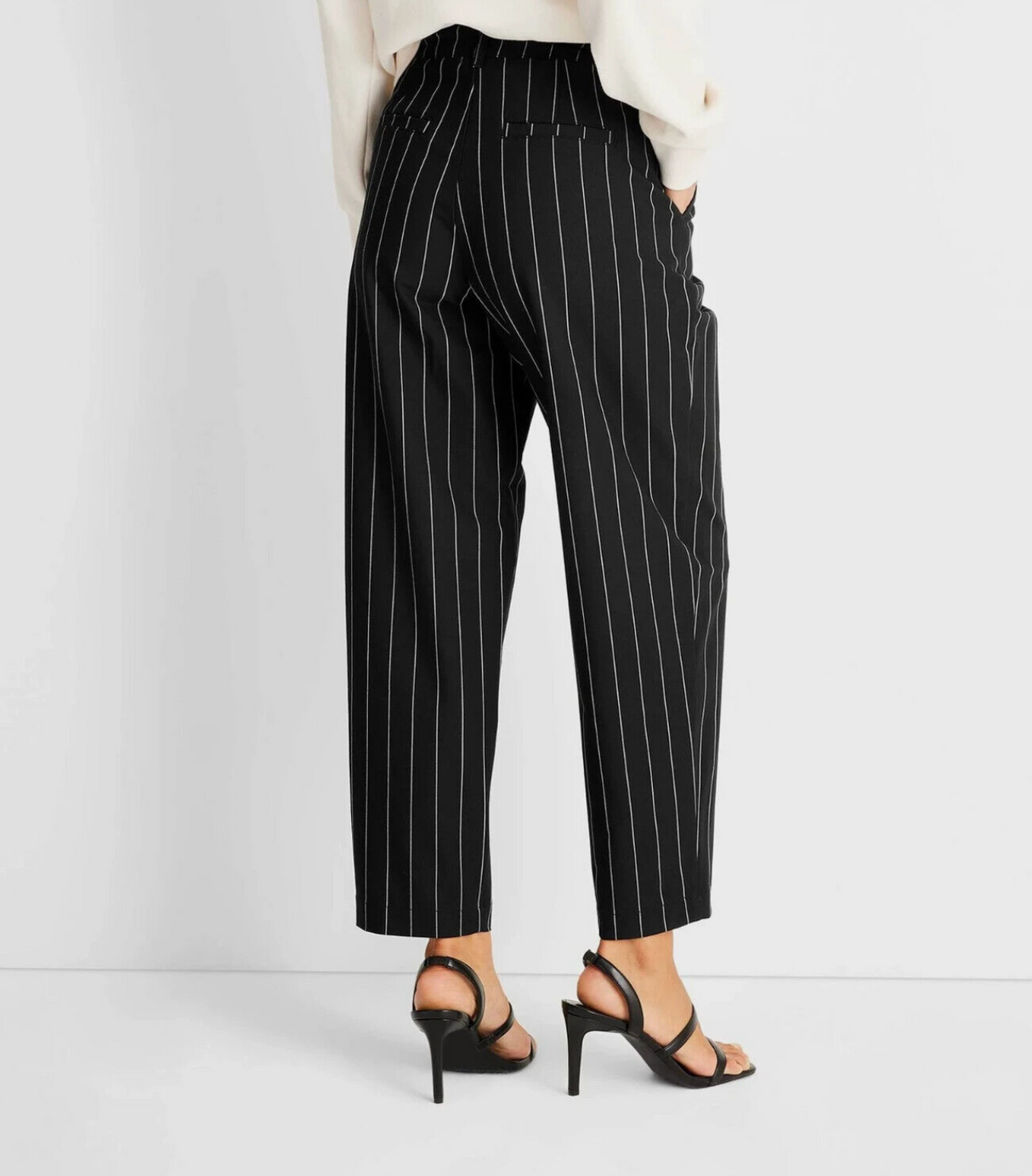 Future Collective Mid Rise Front Pleated Black Pinstripe Pants