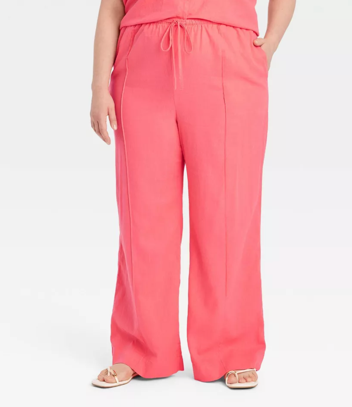 A New Day Women's High-Rise Wide Leg Linen Pull-On Pants