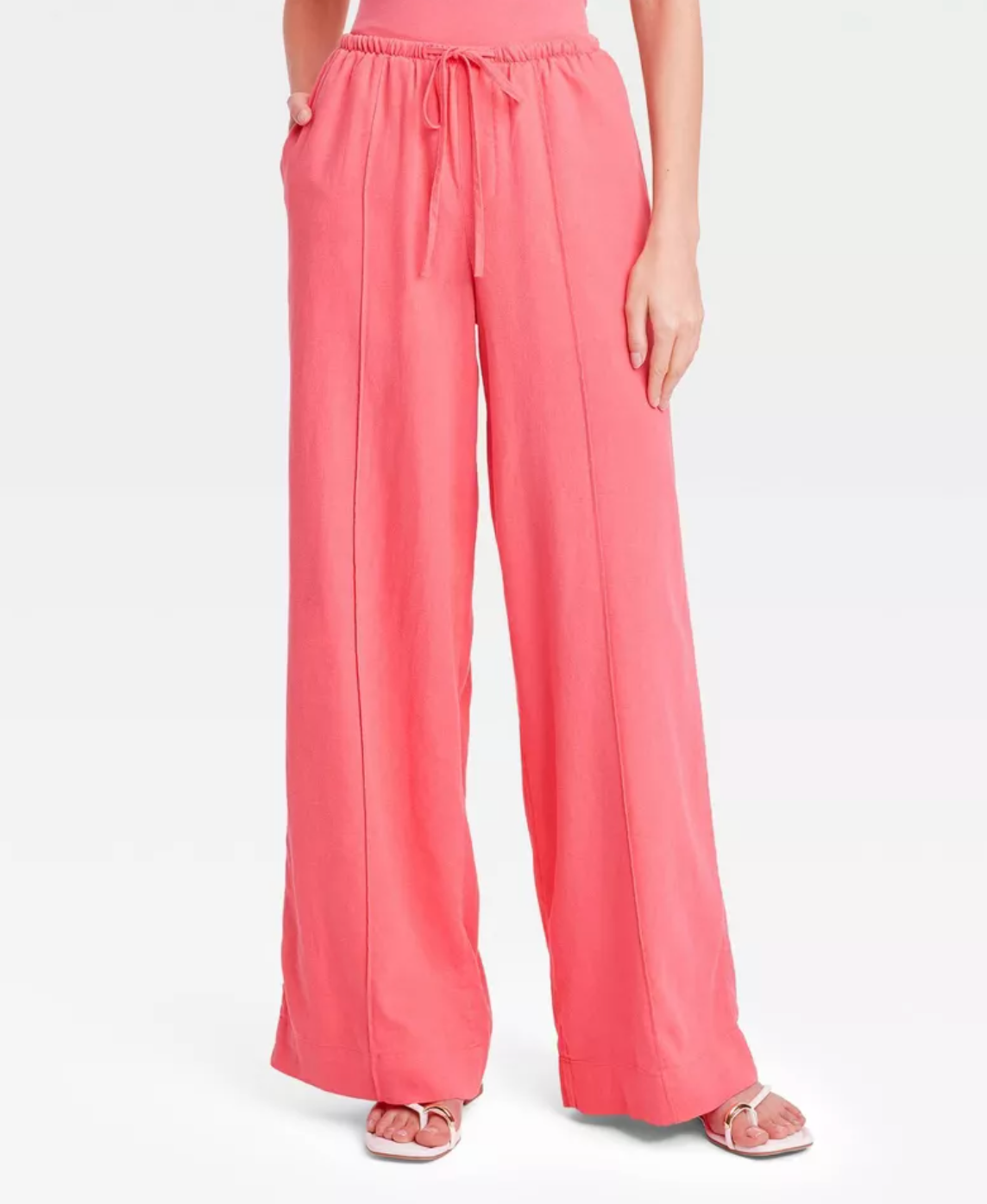 A New Day Women's High-Rise Wide Leg Linen Pull-On Pants