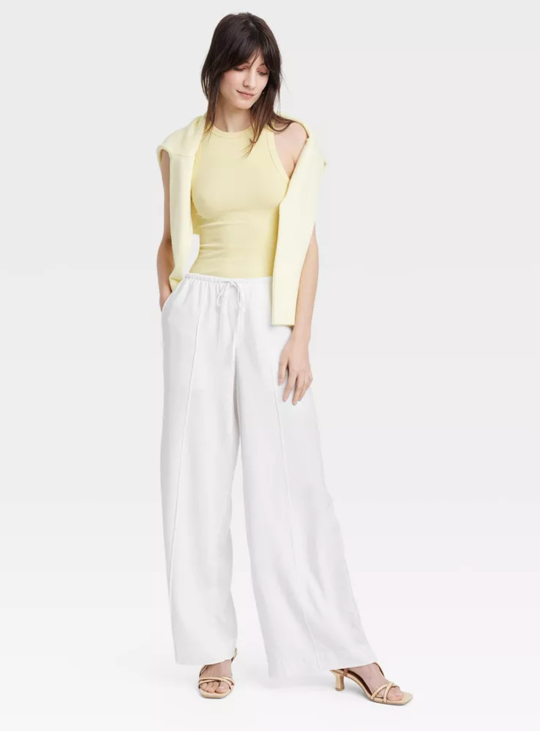 A New Day Women's High-Rise Wide Leg Linen Pull-On Pants