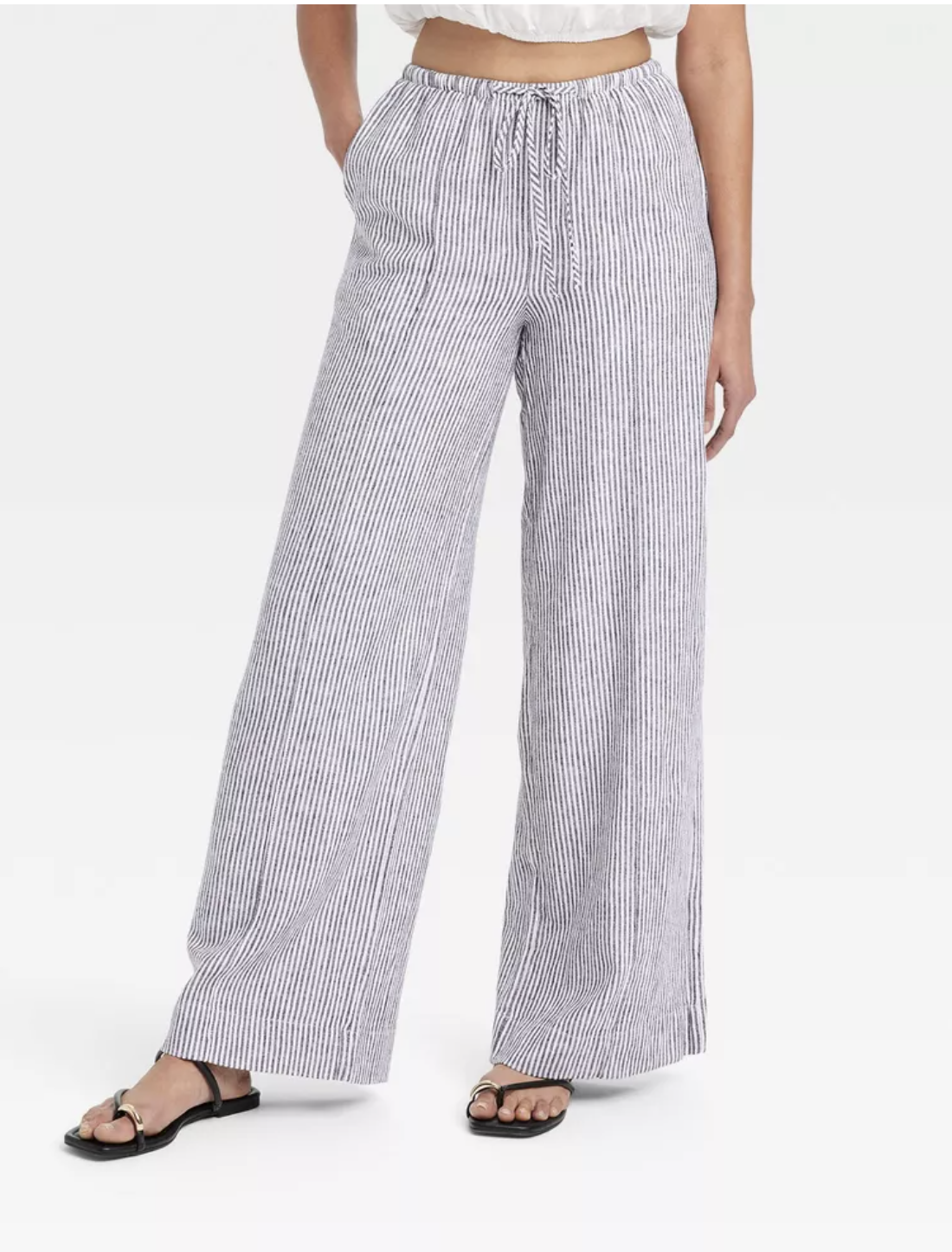 A New Day Women's High-Rise Wide Leg Linen Pull-On Pants