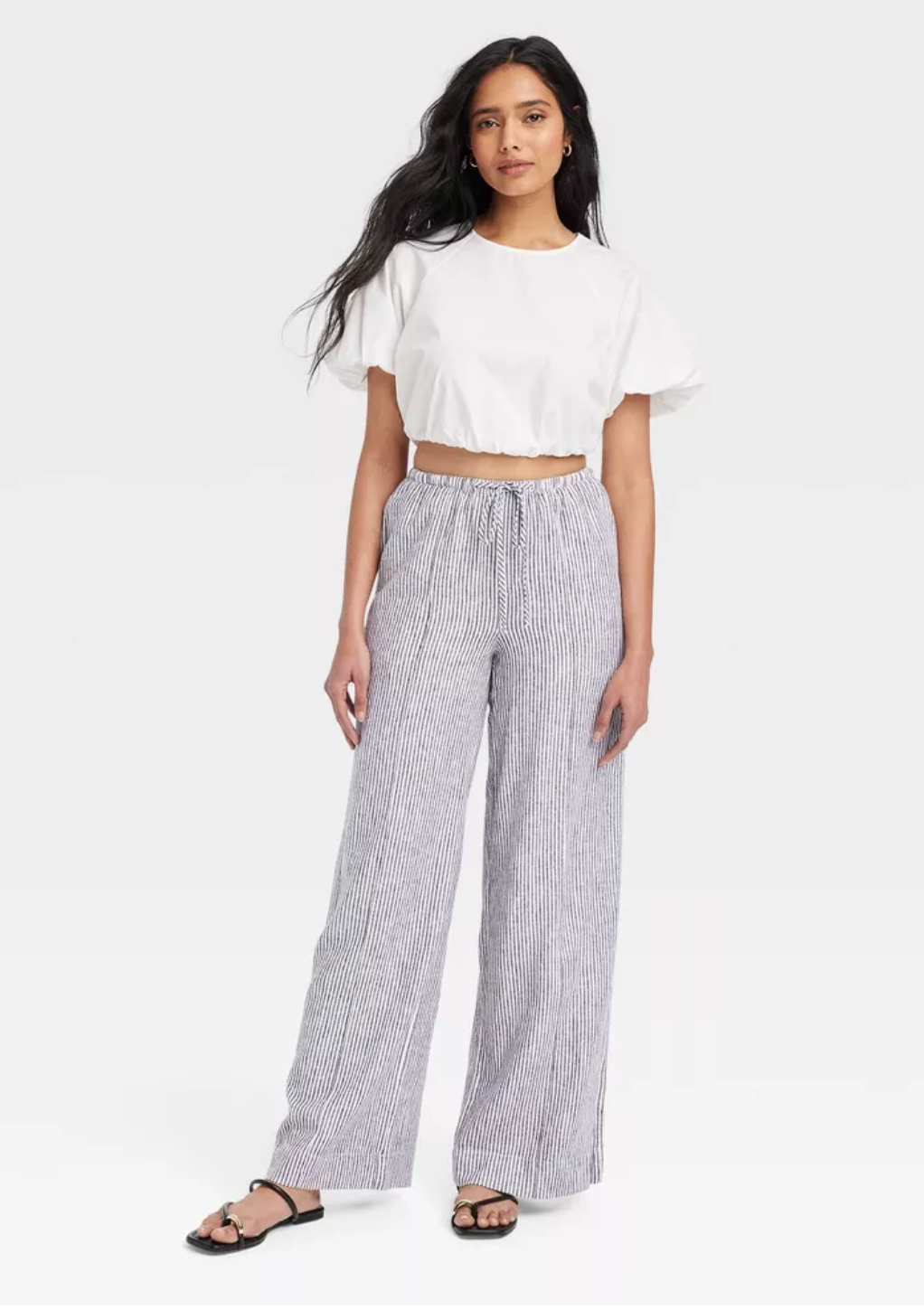 A New Day Women's High-Rise Wide Leg Linen Pull-On Pants