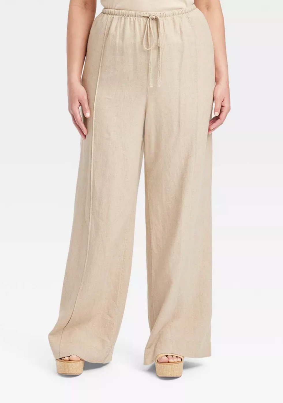 A New Day Women's High-Rise Wide Leg Linen Pull-On Pants