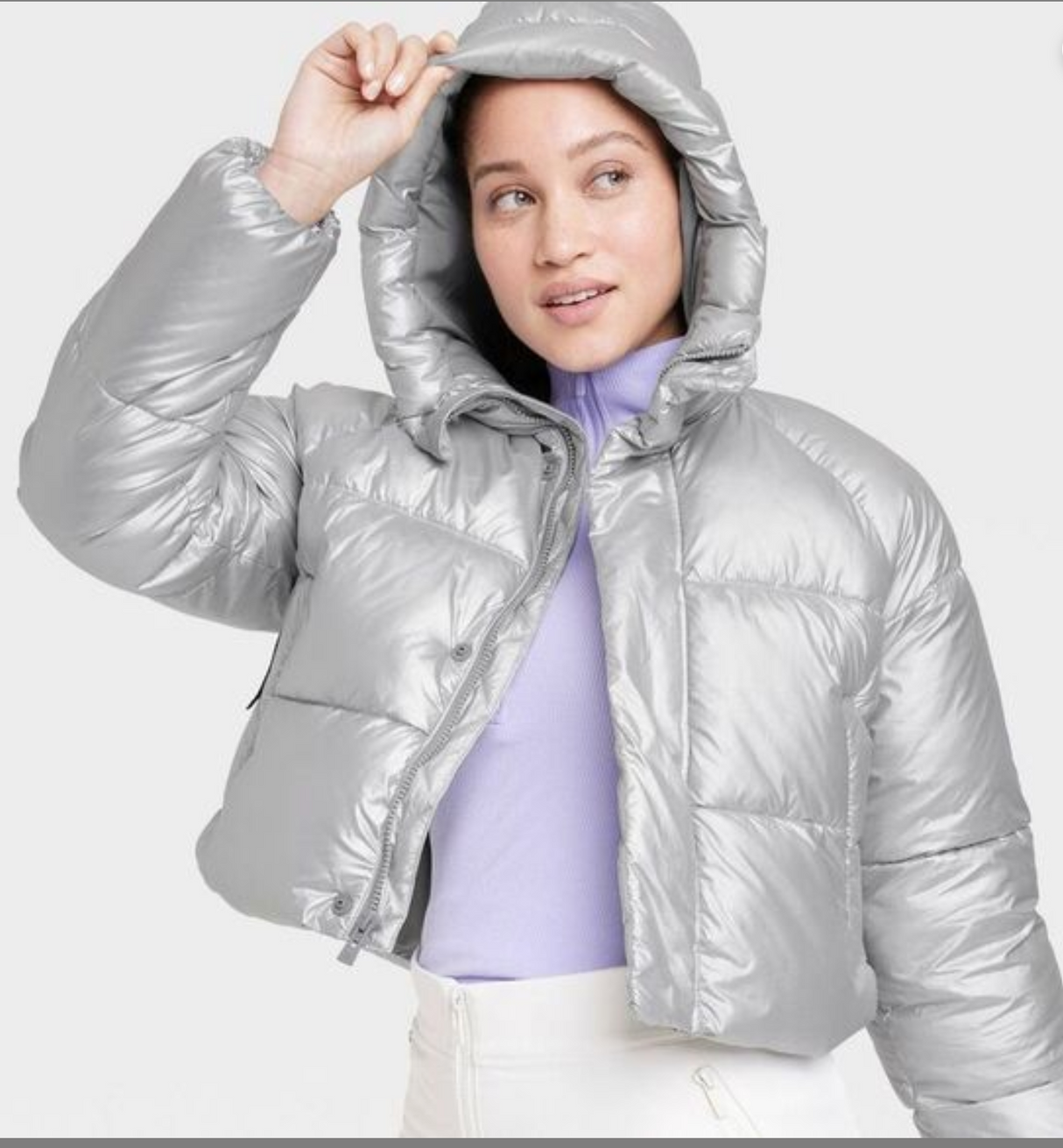 All In Motion Women's Snowsport Puffer Jacket - Metallic Silver