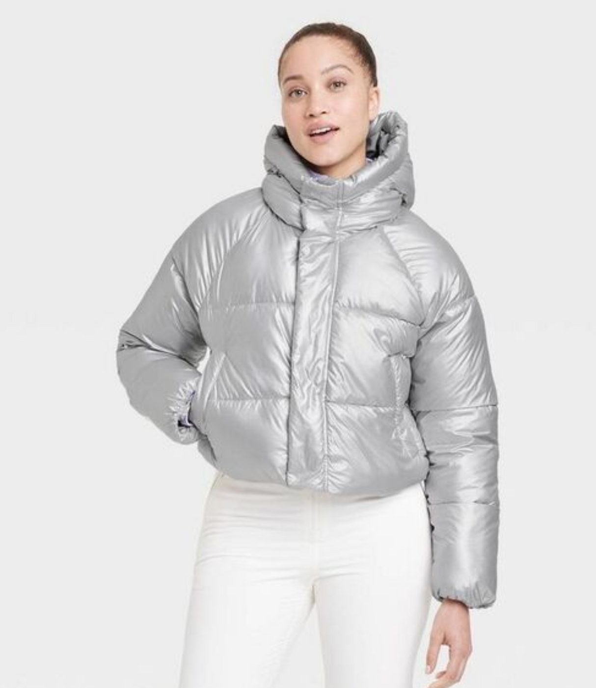 All In Motion Women's Snowsport Puffer Jacket - Metallic Silver