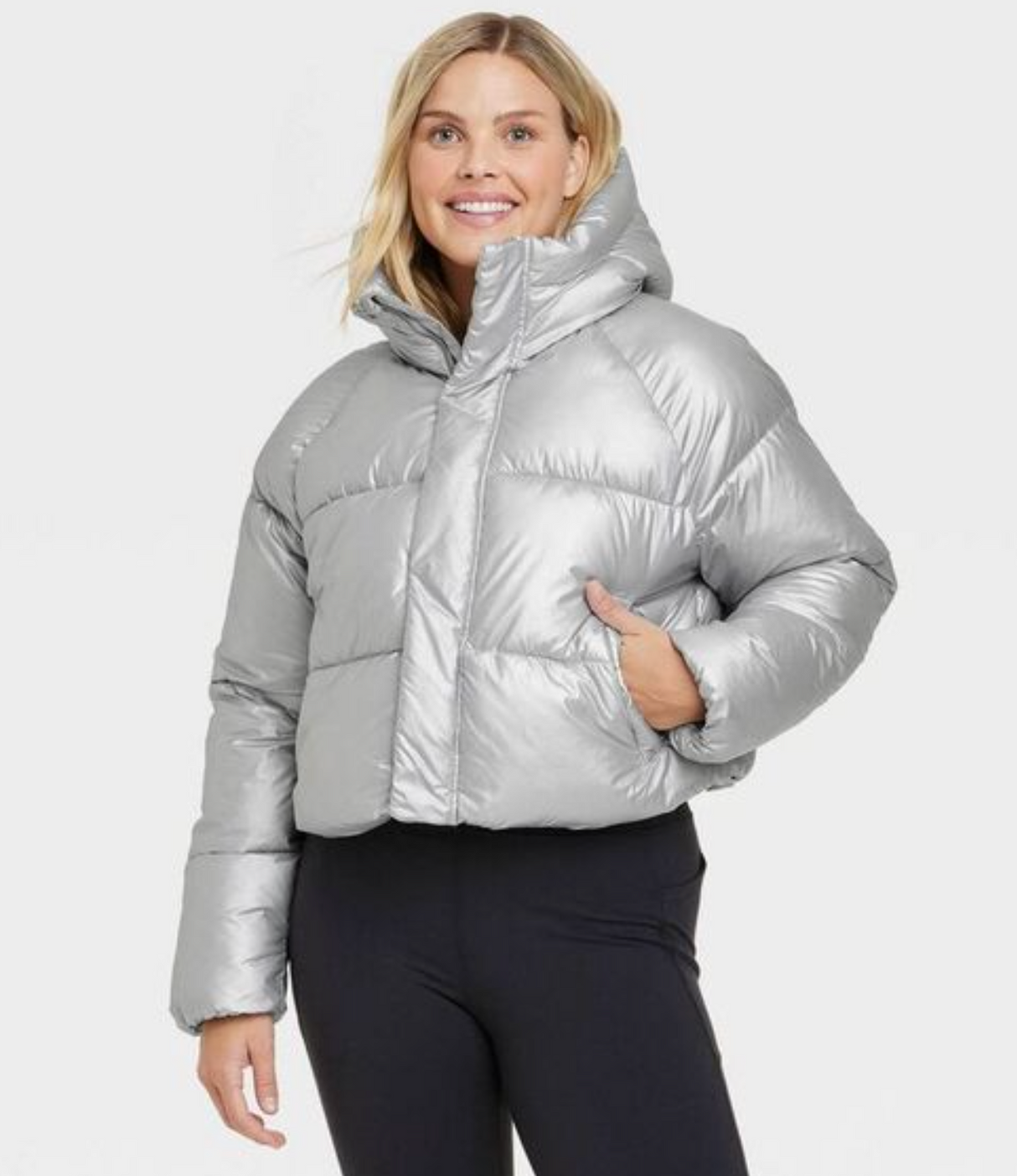 All In Motion Women's Snowsport Puffer Jacket - Metallic Silver