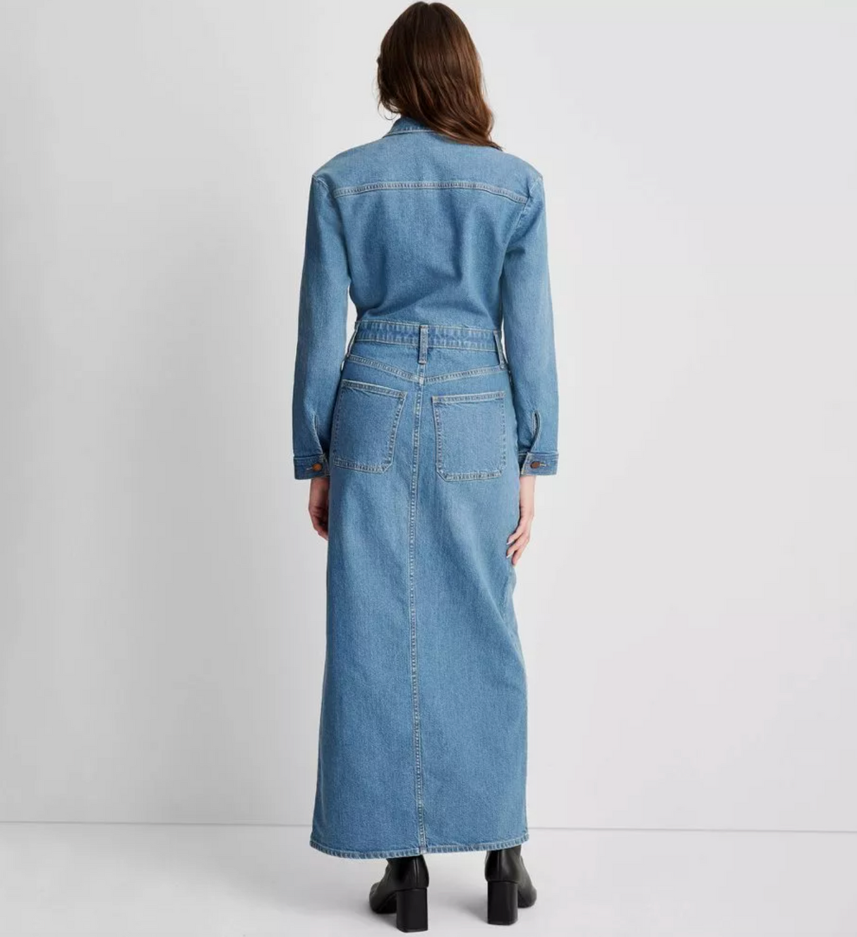 Universal Thread Women's Long Sleeve Denim Maxi Shirtdress - Med Wash