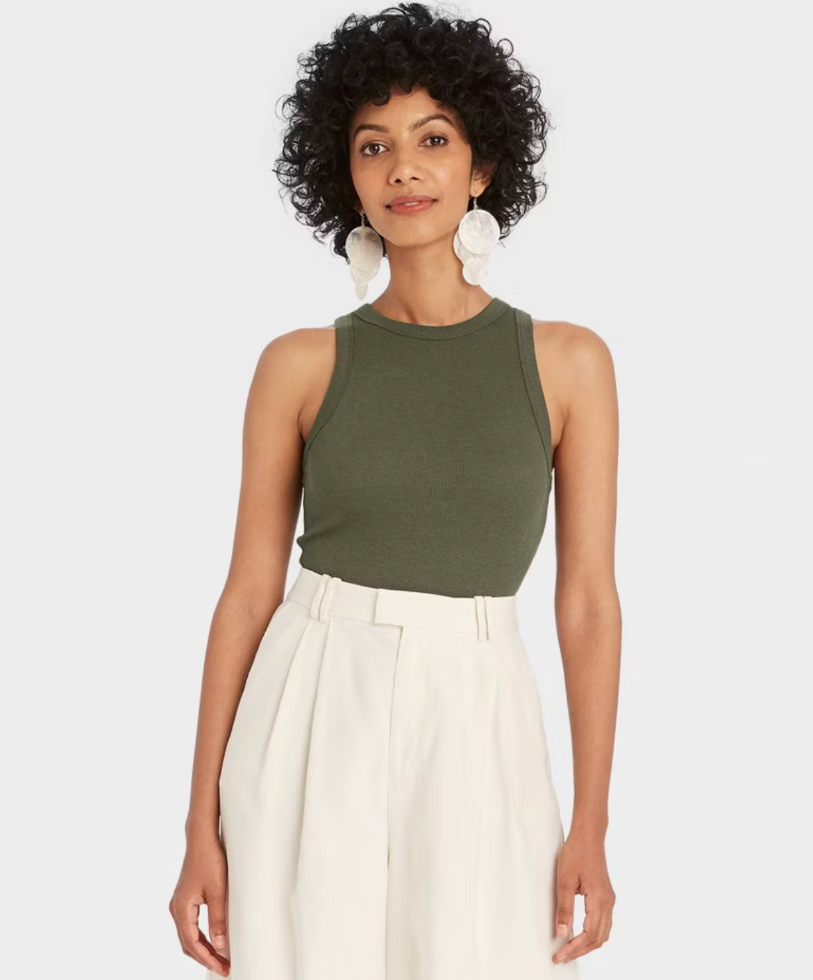 A New Day Women's Slim Fit Ribbed High Neck Tank Top