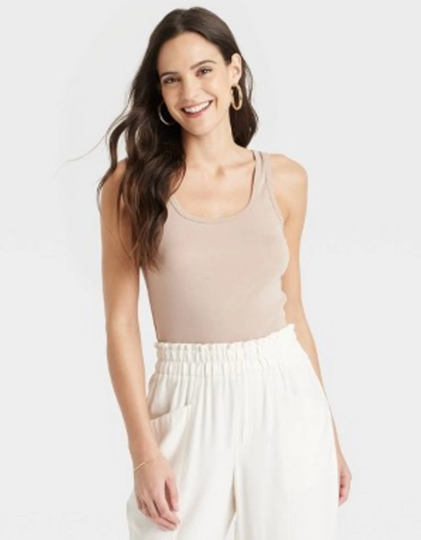 A New Day Women's Slim Fit Ribbed High Neck Tank Top