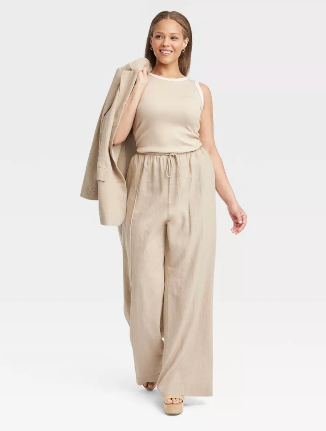 A New Day Women's High-Rise Wide Leg Linen Pull-On Pants