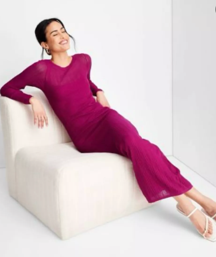 Future Collective with Jenny K. Lopez Long Sleeve Sheer Midi Dress