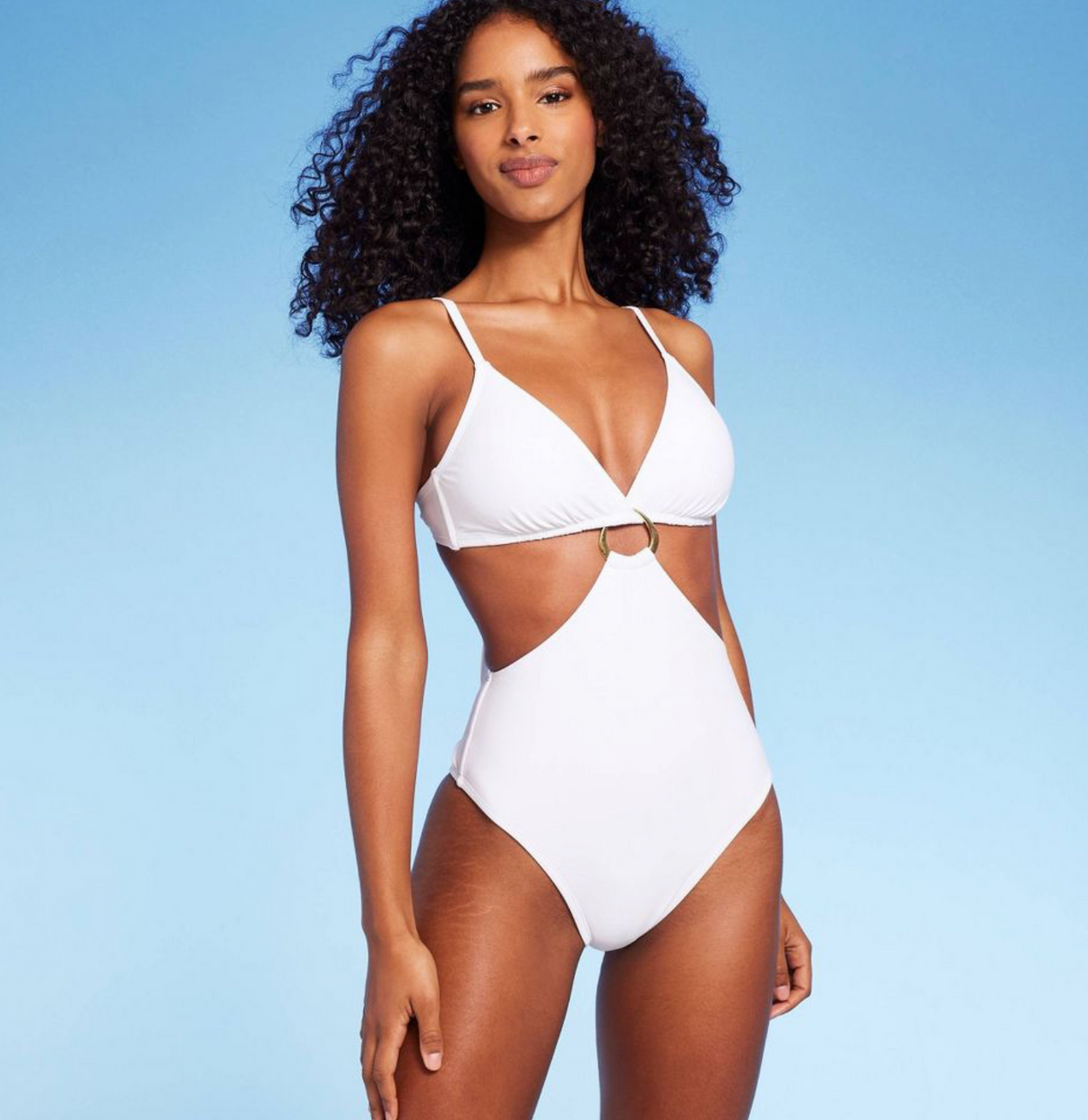 Shade & Shore Ring-Front Monokini One Piece Swimsuit - White