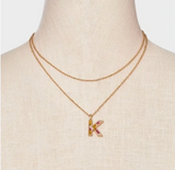 Bella Uno Bellissima  Flower Pressed Initial Necklace - Gold