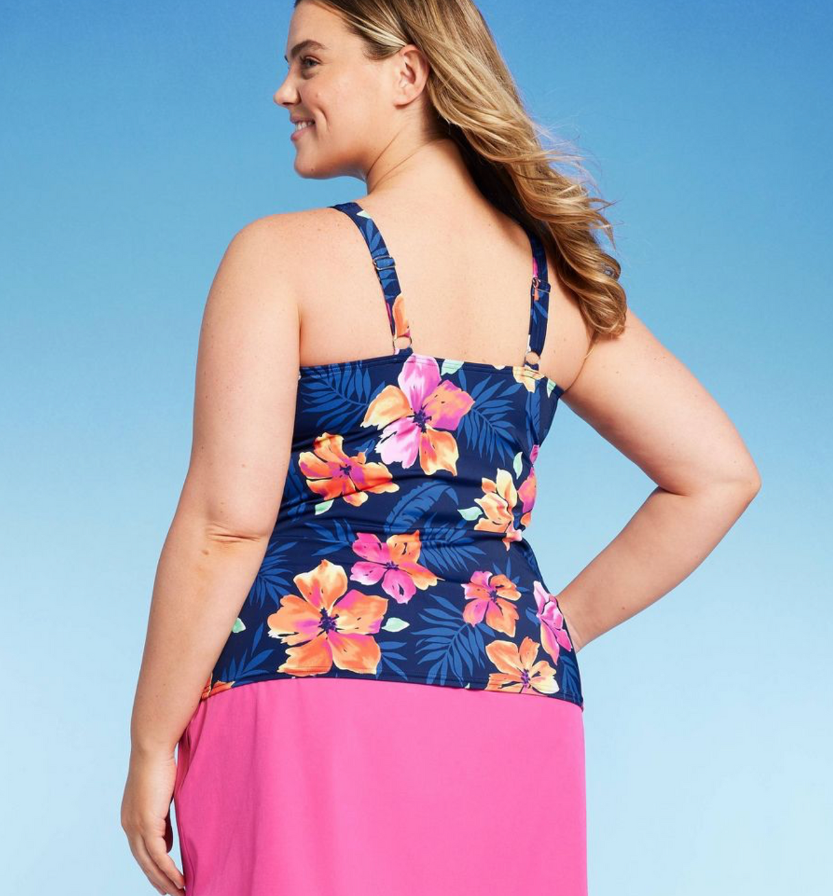 Lands' End UPF 50 Floral Print Twist-Front Underwire Tankini Top - Multi