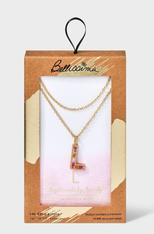 Bella Uno Bellissima  Flower Pressed Initial Necklace - Gold