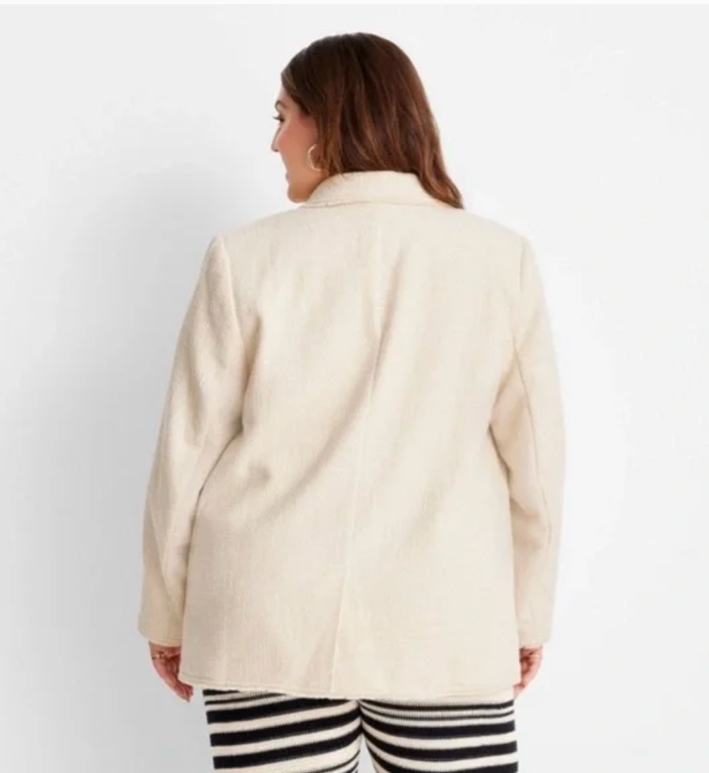 Future Collective with Jenny K. Lopez Boucle Frayed Edge Blazer - Cream