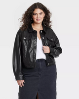 Universal Thread Women's Oversized Faux Leather Moto Jacket - Black