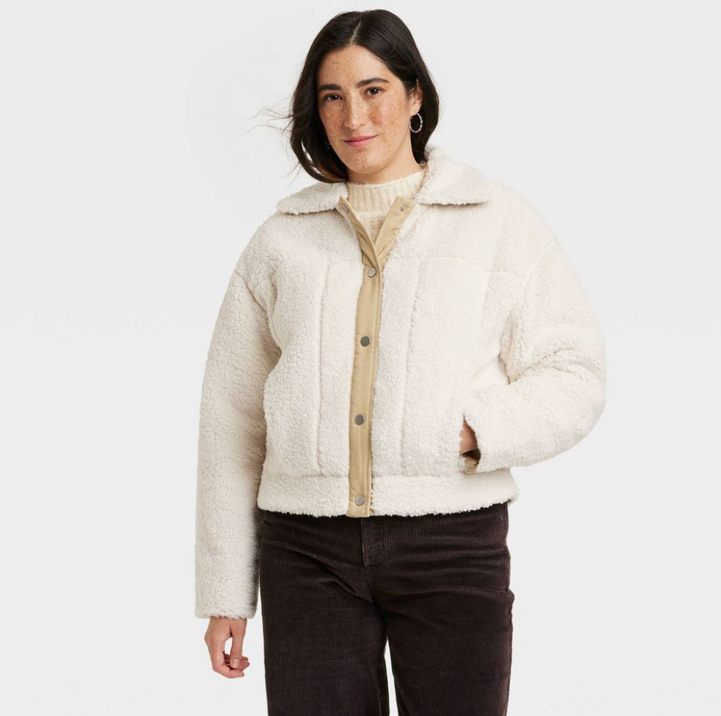 Universal Thread Women's Utility Faux Fur Jacket - White