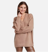 Wild Fable Women's V-Neck Fuzzy Oversized Pullover Sweater