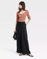A New Day Women's High-Rise Wide Leg Linen Pull-On Pants