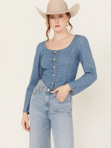 Levi's® Women's Long Sleeve Daryn Corset Blouse - Dolly Blue