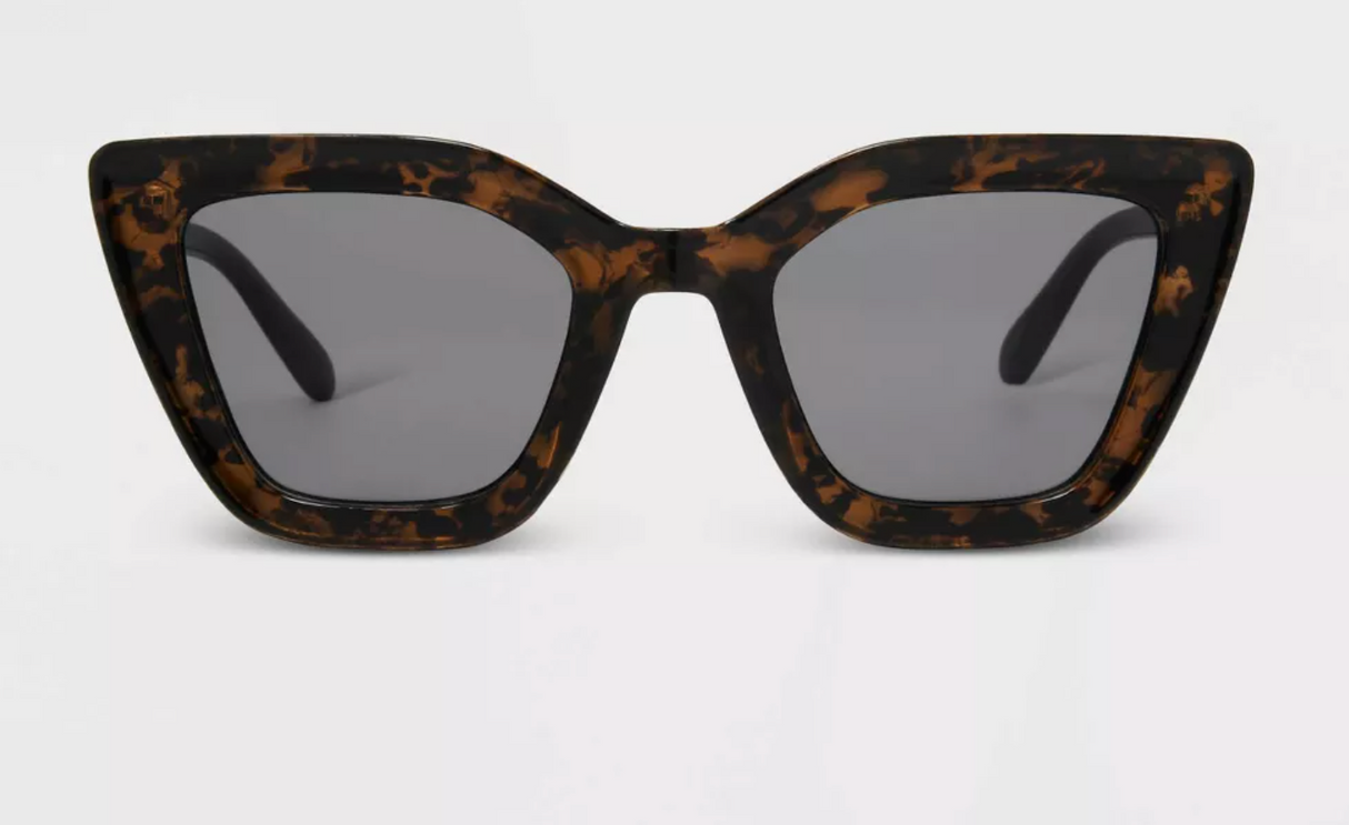 Universal Thread Tortoise Print Shiny Plastic/Metal Cateye Sunglasses