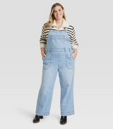 Universal Thread Wide Leg Denim Overalls - Light Wash