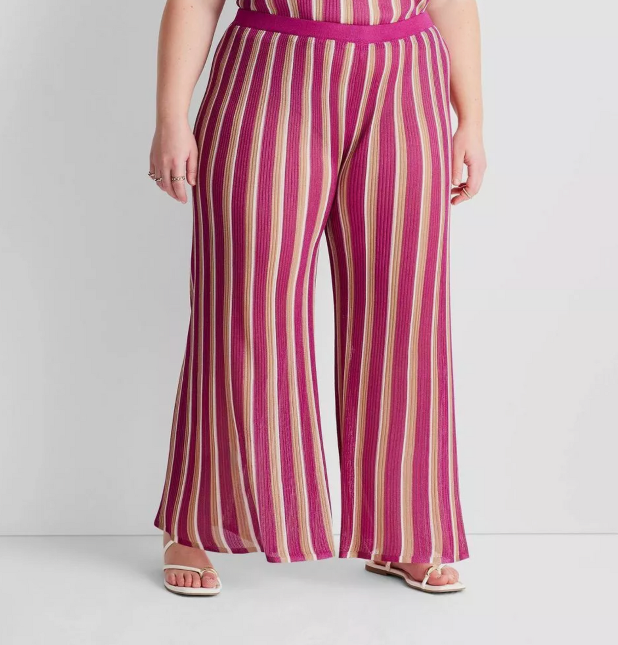 Future Collective with Jenny K. Lopez Striped Wide Leg Sweater Pants - Pink