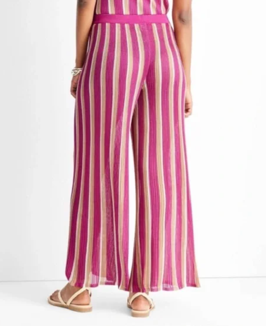 Future Collective with Jenny K. Lopez Striped Wide Leg Sweater Pants - Pink