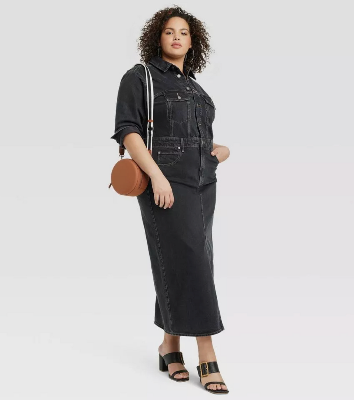 Universal Thread Long Sleeve Denim Maxi Dress - Black Wash