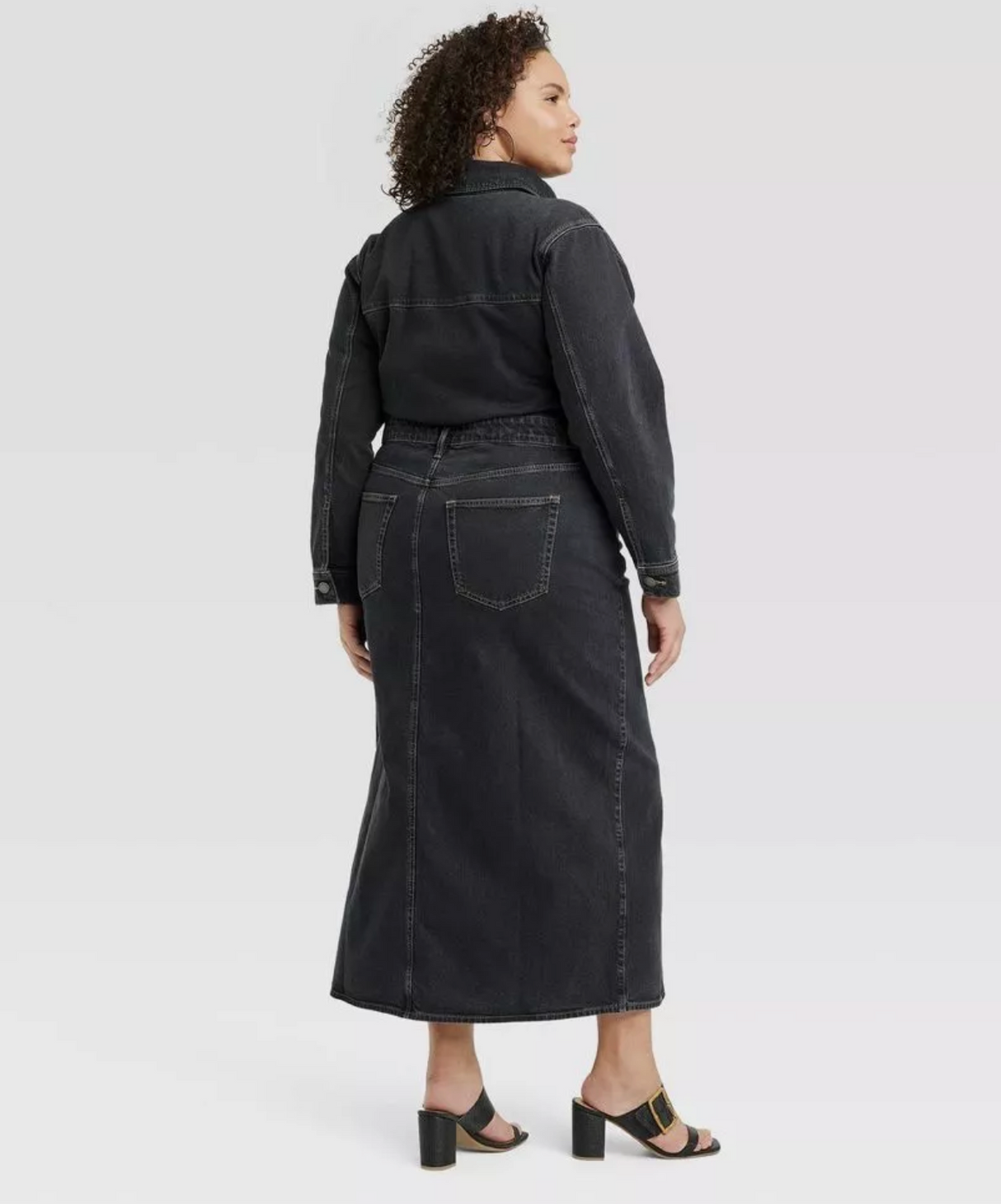 Universal Thread Long Sleeve Denim Maxi Dress - Black Wash