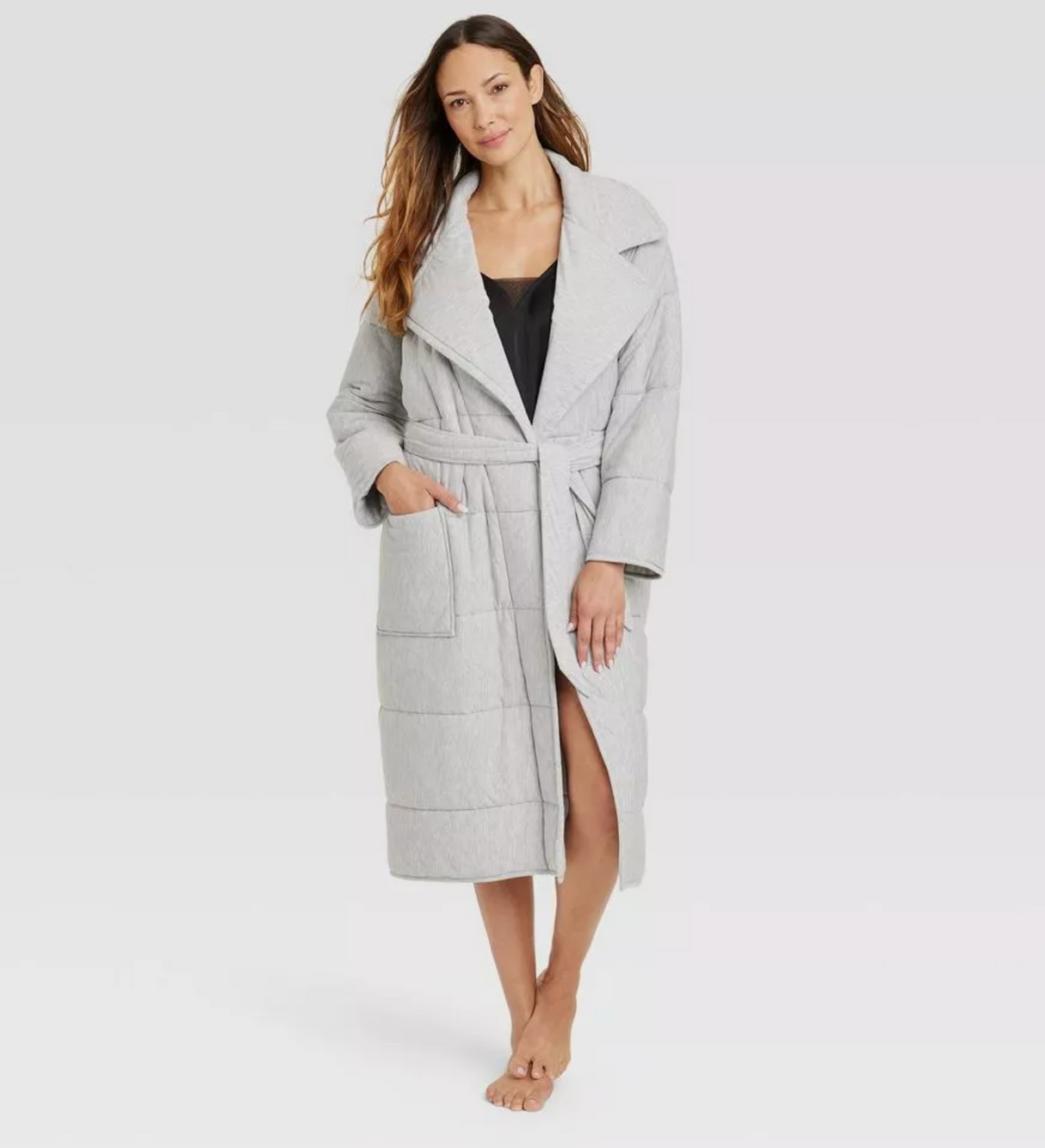 Stars Above Women's Quilted Robe - Heather Gray