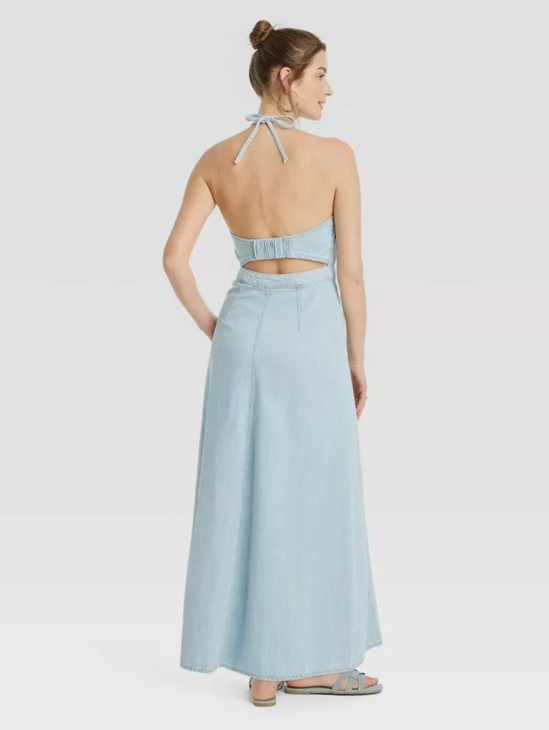 Universal Thread Women's Halter Neck Denim Maxi Dress