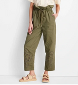 Future Collective with Jenny K. Lopez Women's High-Waisted Eyelet Pants - Olive Green