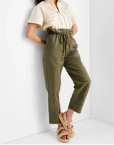 Future Collective with Jenny K. Lopez Women's High-Waisted Eyelet Pants - Olive Green