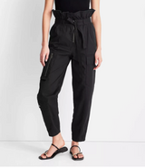 Future Collective with Jenny K. Lopez High-Waisted Fold Over Cargo Pants -  Black