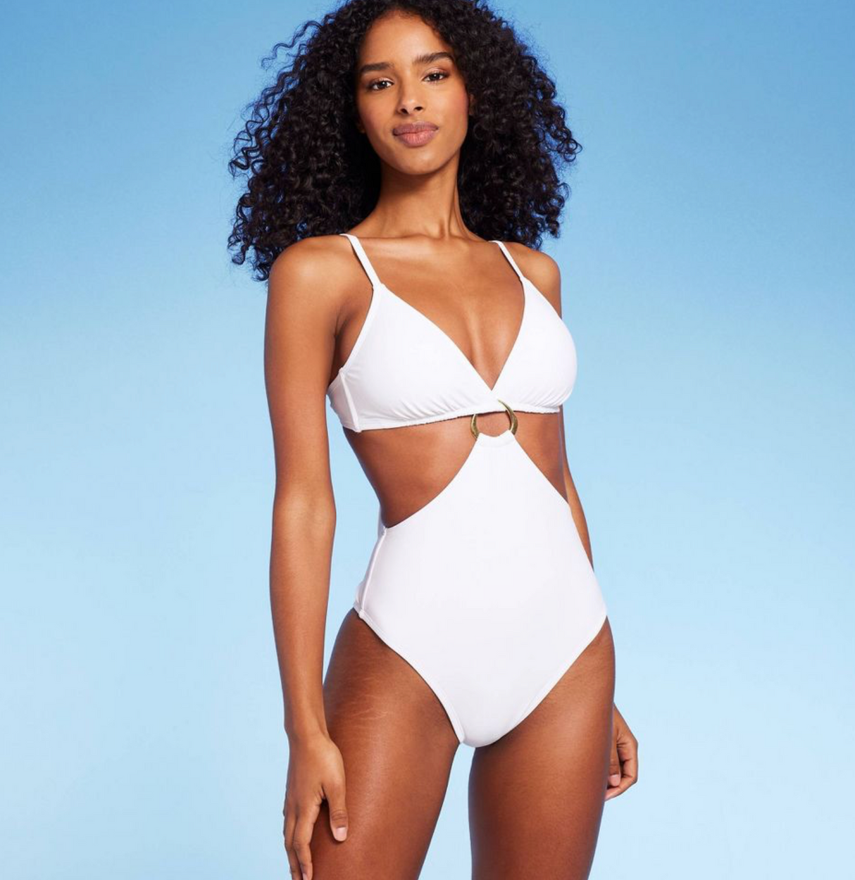 Shade & Shore Ring-Front Monokini One Piece Swimsuit -  White