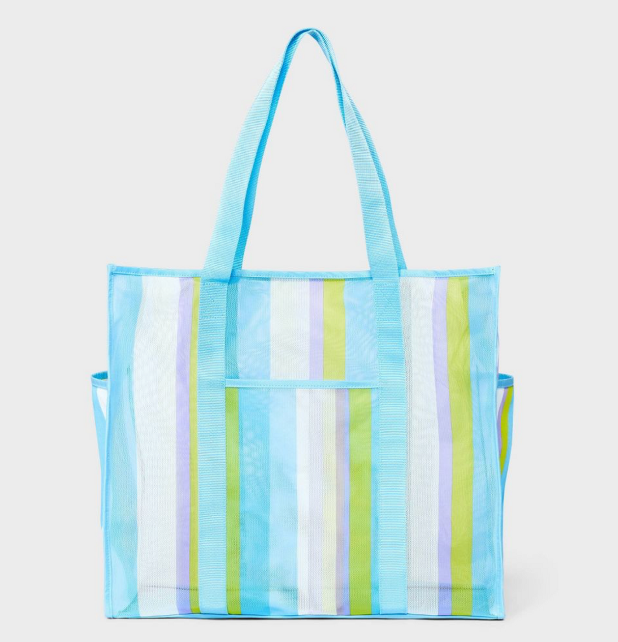 Shade & Shore Blue/Striped Mesh Tote Handbag